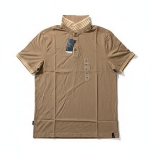 Perry Ellis Men's Otter Brown Icon Polo‎ Shirt Short Sleeve Size M New With Tags